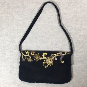 VELVET Occasion Handbag with Intricate Beading Looks Expensive Made in India